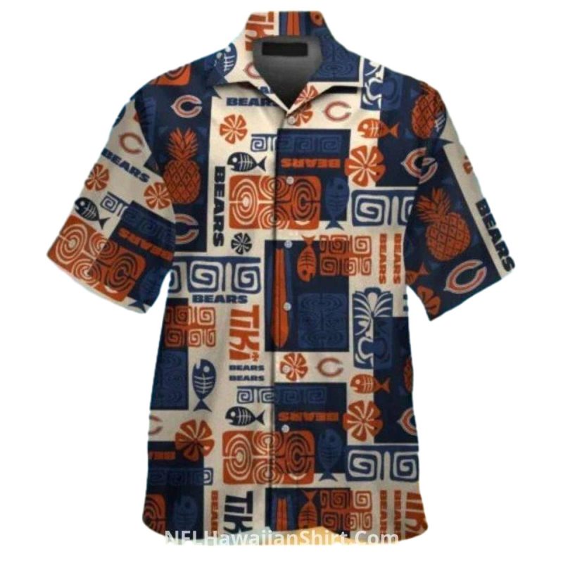 Chicago Bears Tribal Pattern With Tiki Elements Hawaiian Shirt 1