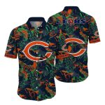 Chicago Bears Tropical Foliage And Bears Logo Hawaiian Shirt