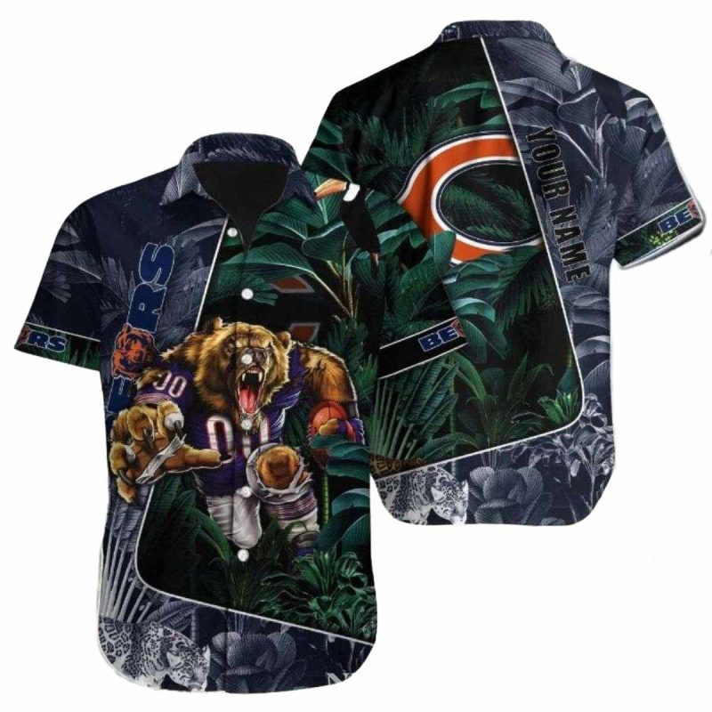 Chicago Bears Tropical Forest Mascot Hawaiian Shirt 1