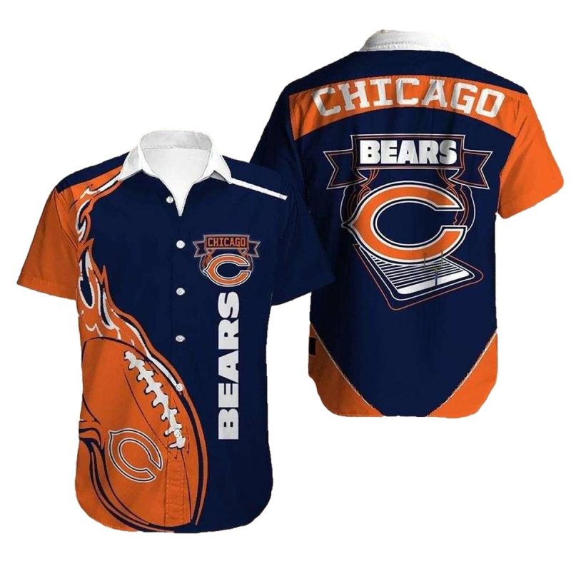 Chicago Bears Tropical Touchdown Flame Ball Hawaiian Shirt 1