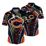 Chicago Bears Tropical Touchdown Navy Pattern Hawaiian Shirt
