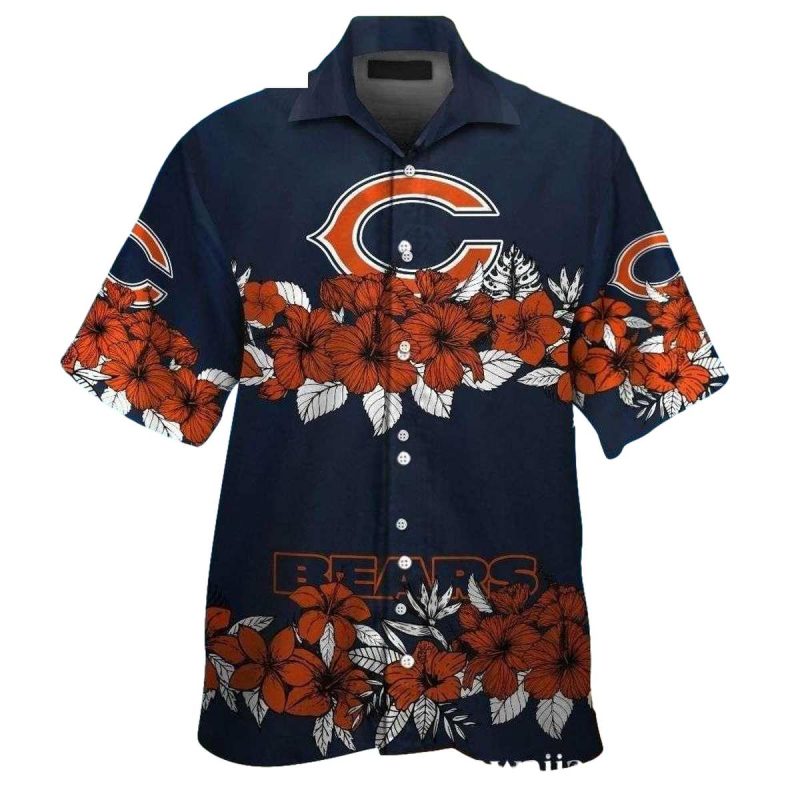Chicago Bears Tropicana Bears Bloom Hibiscus Game Day Hawaiian Shirt 1