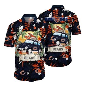 Chicago Bears Vintage Car Cruise Vacation Hawaiian Shirt
