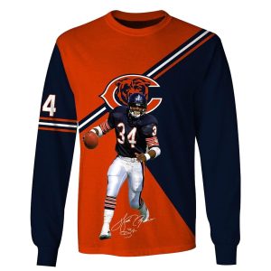 Chicago Bears Walter Payton 34 Blue And Orange AOP Sweatshirt