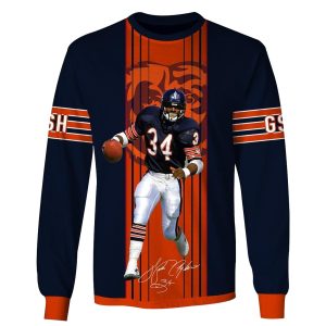 Chicago Bears Walter Payton 34 GSH Jersey with Signature AOP Sweatshirt