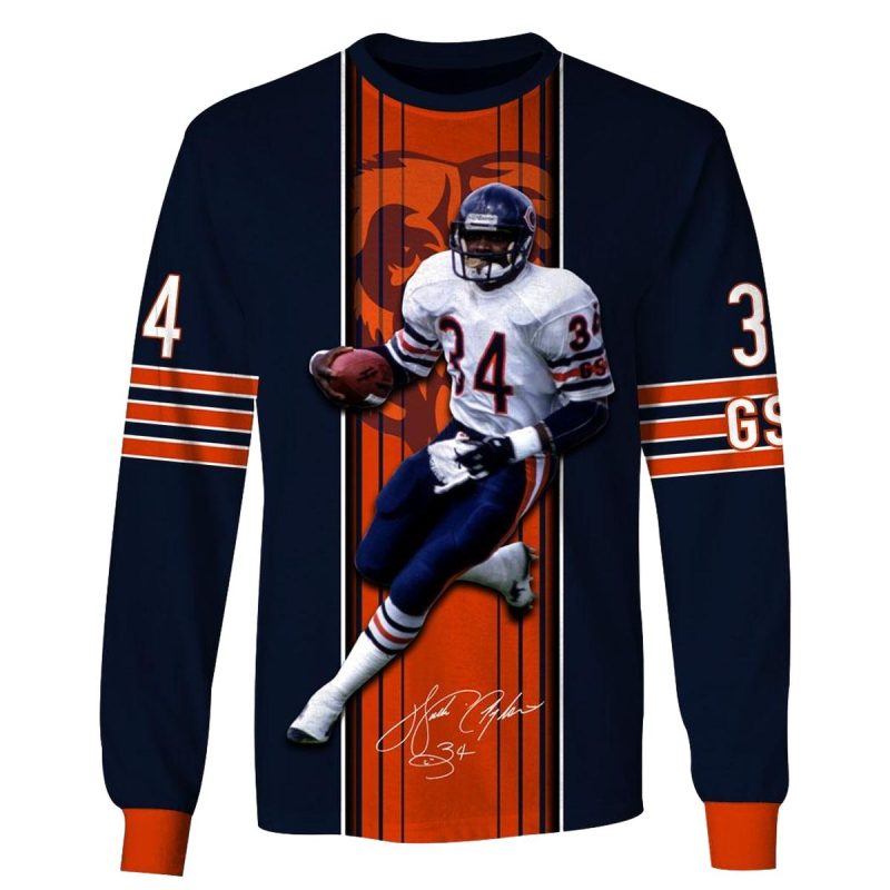 Chicago Bears Walter Payton 34 White Jersey Signature Aop Sweatshirt 1