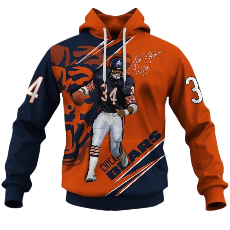 Chicago Bears Walter Payton 34 With Signature Aop Hoodie 1