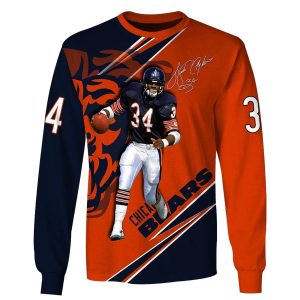 Chicago Bears Walter Payton 34 with Signature AOP Sweatshirt