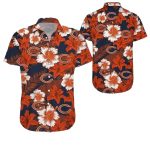 Chicago Bears White And Orange Hibiscus Floral Hawaiian Shirt