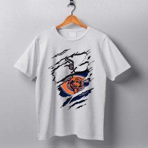 Chicago Bears White Sox Logos Ripped Torn Claw Marks T Shirt