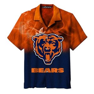 Chicago Bears With Fiery Smoke And Bold Logo Hawaiian Shirt
