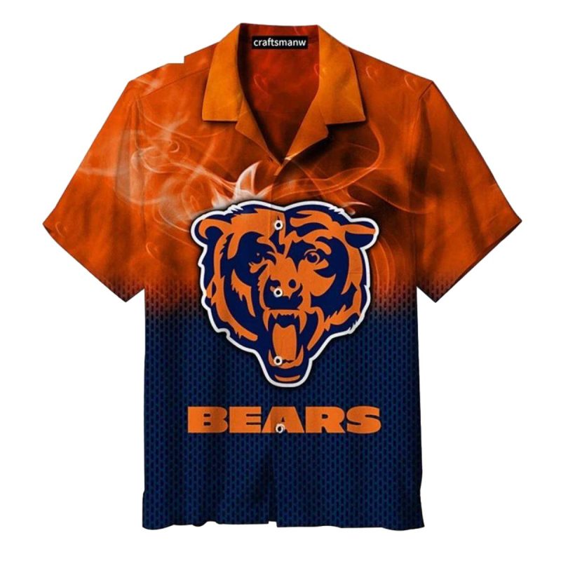 Chicago Bears With Fiery Smoke And Bold Logo Hawaiian Shirt 1