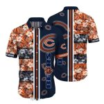 Chicago Bears With Floral And Striped Design Hawaiian Shirt