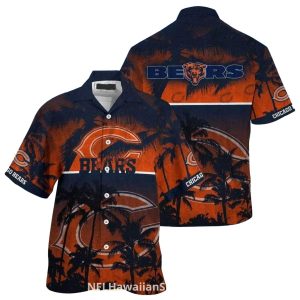 Chicago Bears With Palm Tree And Sunset Look Hawaiian Shirt