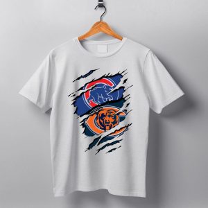 Chicago Cubs And Chicago Bears Logos Collision T Shirt