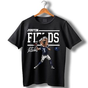 Chicago Football Justin Fields Cartoon Signature T-Shirt