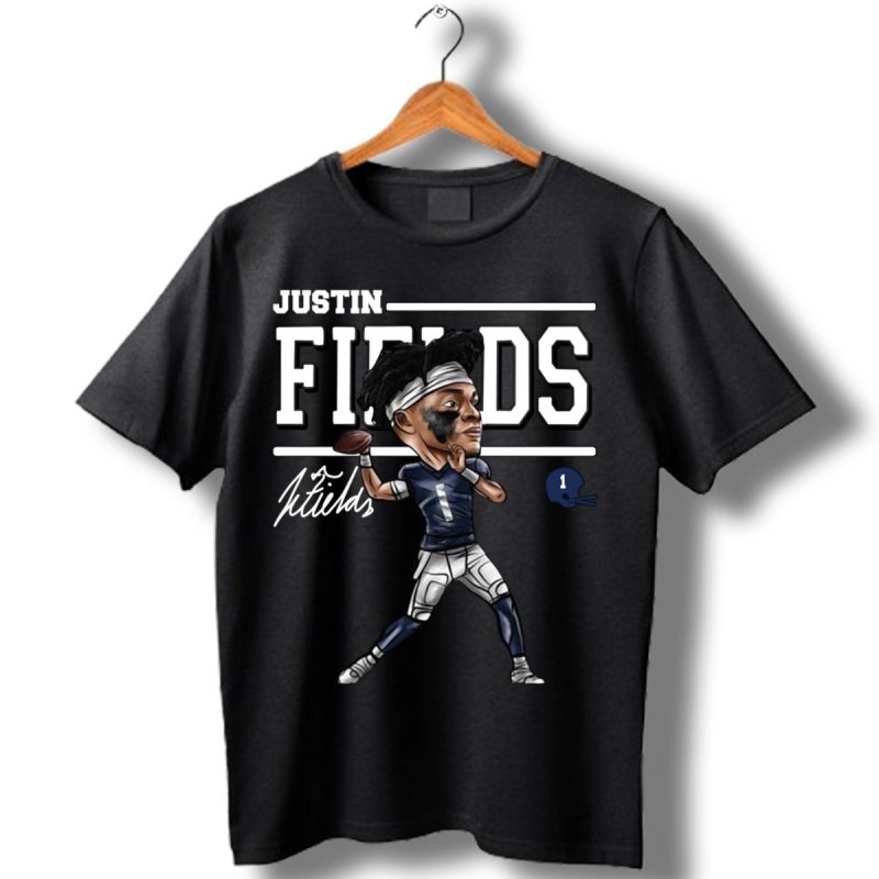 Chicago-Football-Justin-Fields-Cartoon-Signature-Shirt_T-Shirt-1 Chicago Football Justin Fields Cartoon Signature Shirt T Shirt 1