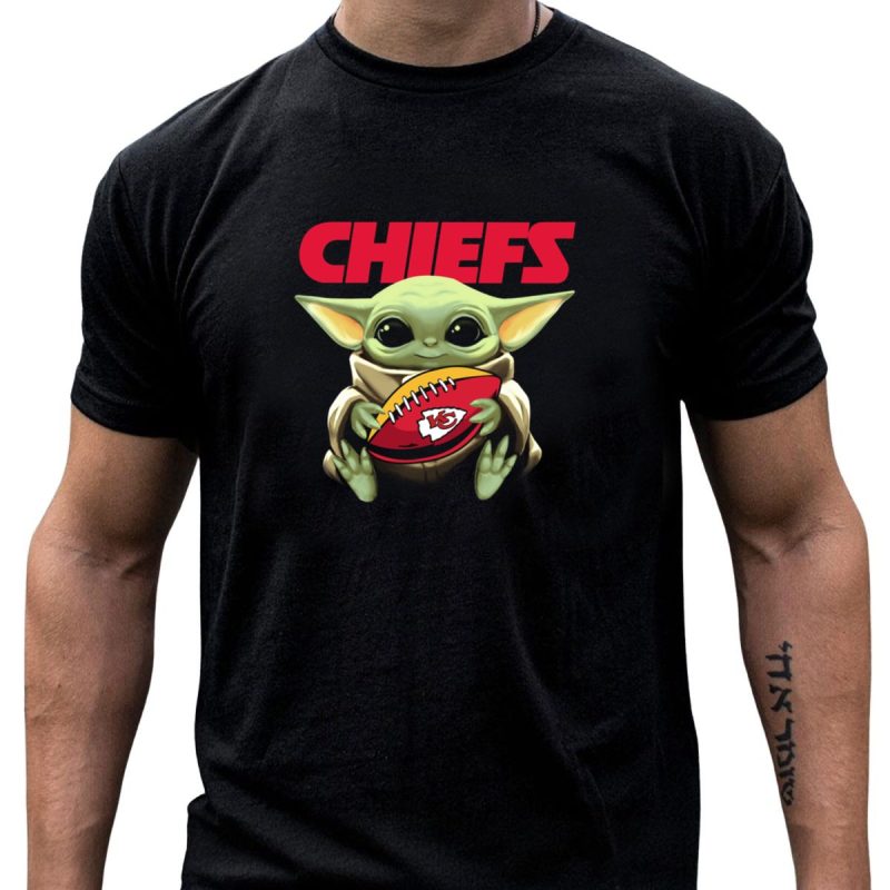 Chiefs Baby Yoda Holding Kc Chiefs Football T Shirt T Shirt 1 1