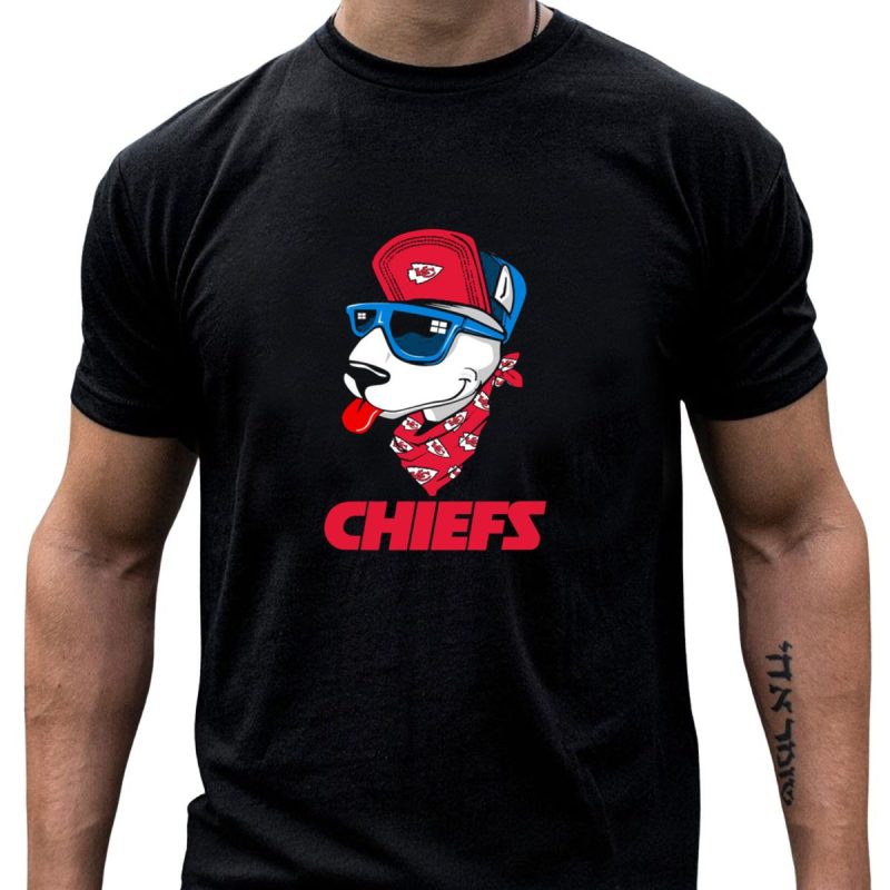 Chiefs Bull Terrier With Red Cap And Sunglasses T Shirt T Shirt 1 1