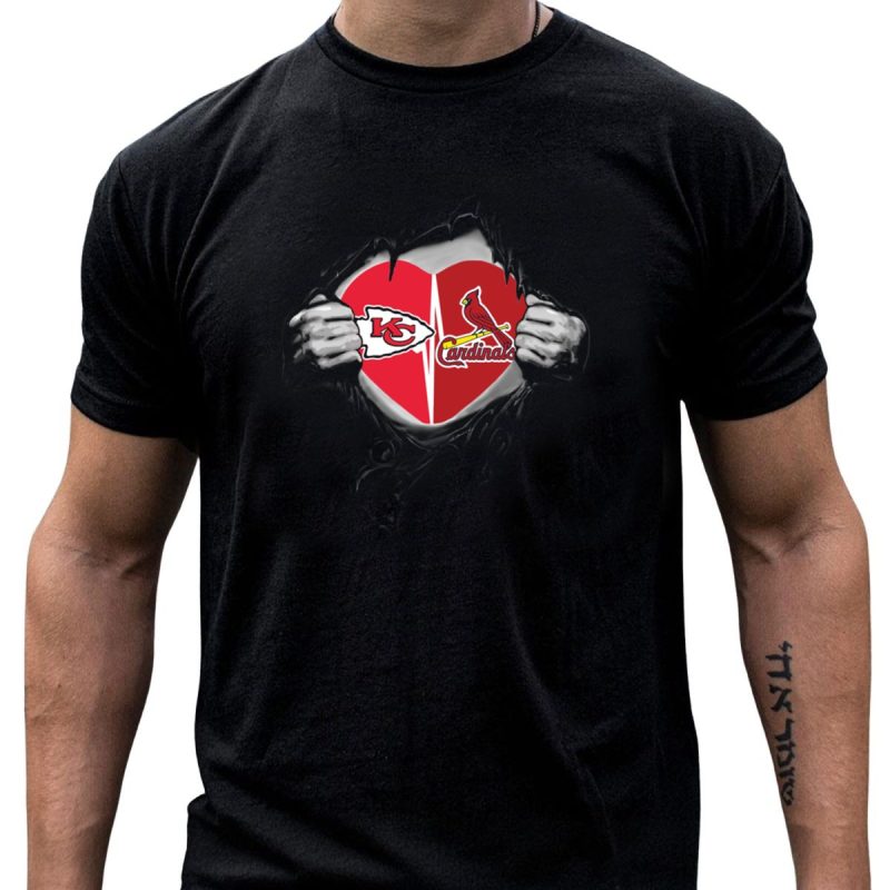 Chiefs Cardinals Logo Heart Ripped T Shirt T Shirt 1 1