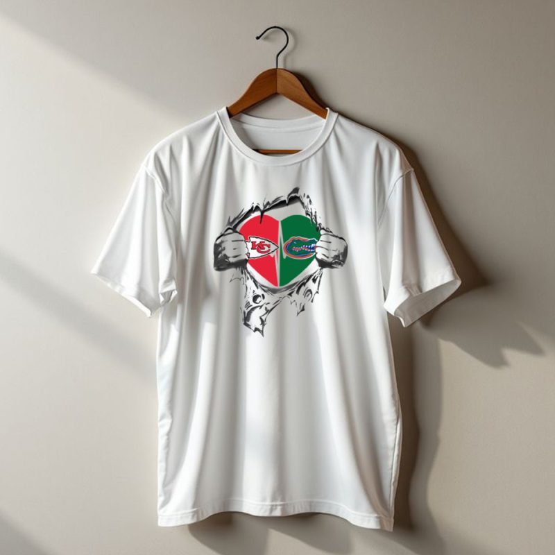 Chiefs Gators Heart Logos Torn Reveal T Shirt T Shirt 1 1
