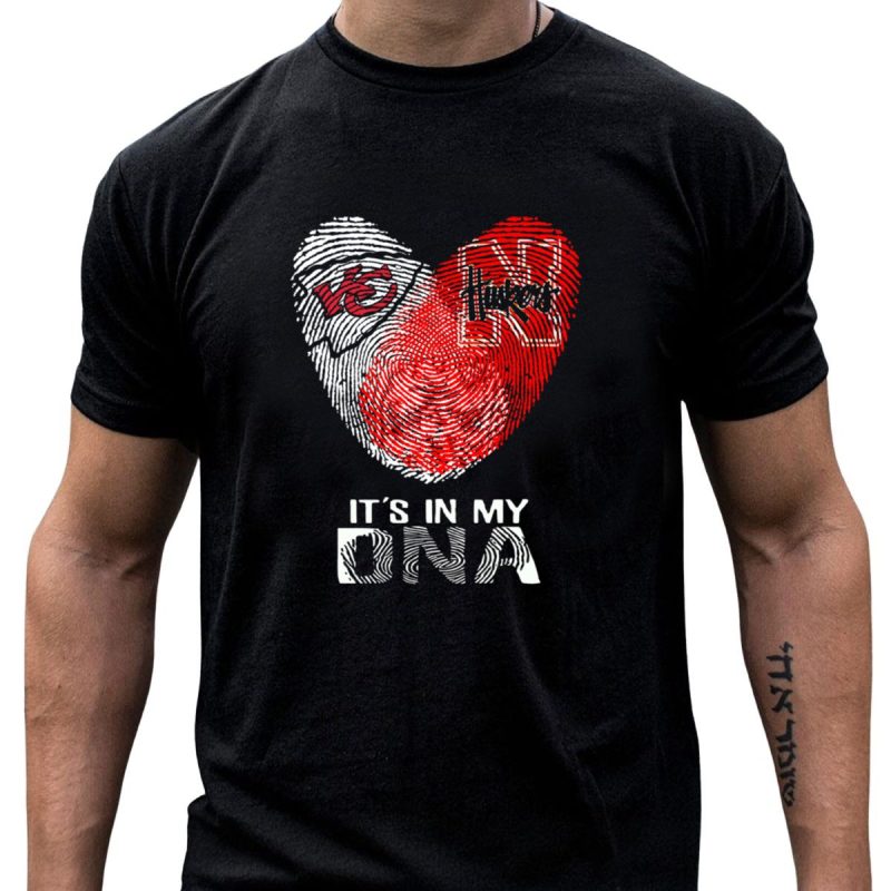 Chiefs Huskers Its In My Dna Fingerprint Heart T Shirt T Shirt 1 1