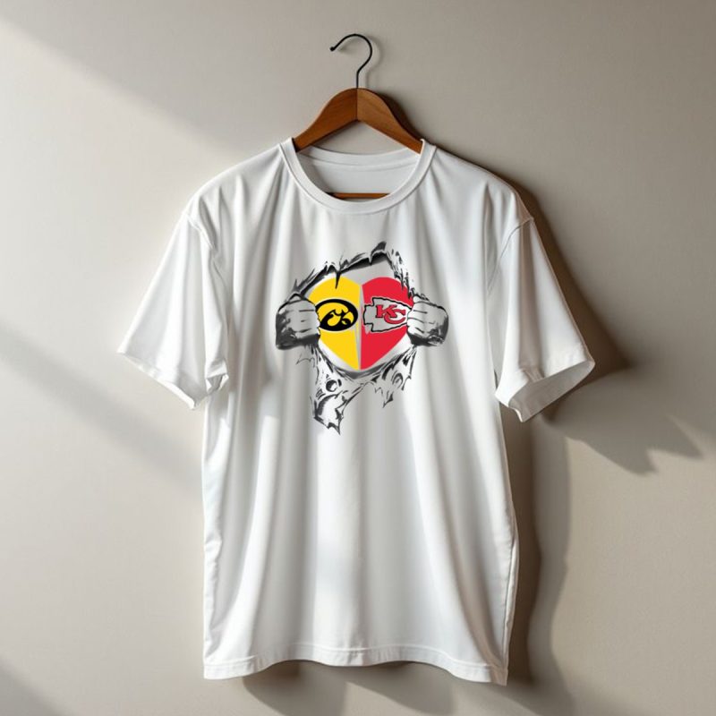 Chiefs Iowa Heart Torn Open Kc Hawkeye Love T Shirt T Shirt 1 1
