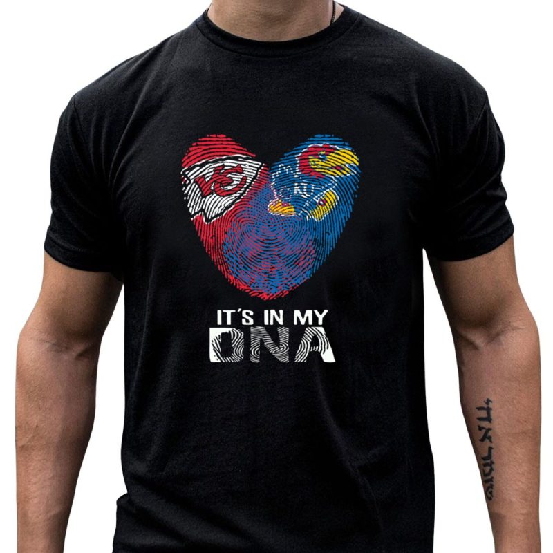 Chiefs Ku Jayhawks Its In My Dna Fingerprint Heart T Shirt T Shirt 1 1