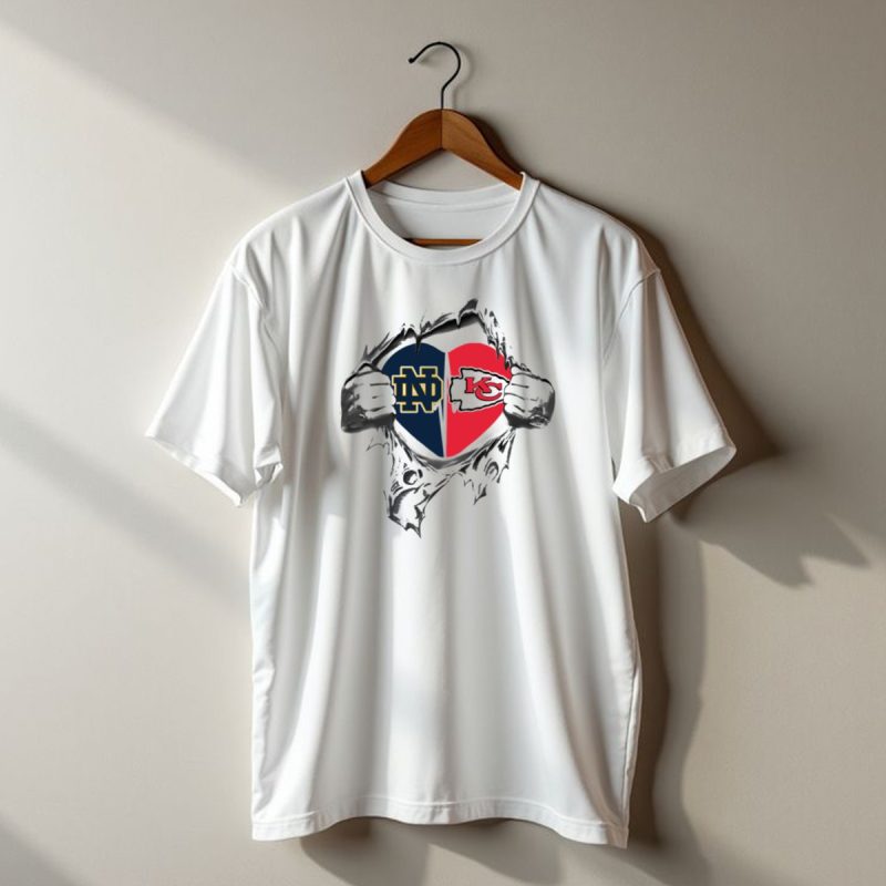 Chiefs Notre Dame Heart Logo Kansas City College Football Passion T Shirt T Shirt 1 1