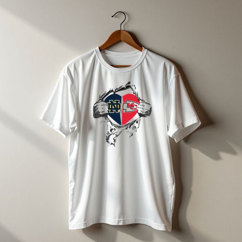 Chiefs Notre Dame Nd Heart Logo Chiefs Football T Shirt T Shirt 1 1