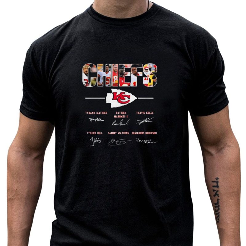 Chiefs Patrick Mahomes Tyrann Mathieu Travis Kelce Team Signature T Shirt T Shirt 1 1