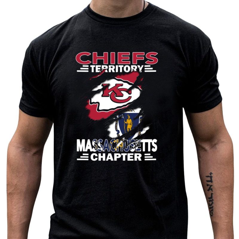 Chiefs Territory Massachusetts Chapter Kansas City Chiefs Logo With Massachusetts Flag T Shirt T Shirt 1 1