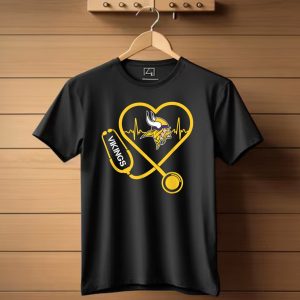 Christmas Football Minnesota Vikings Heartbeat Vikings Logo Stethoscope T Shirt