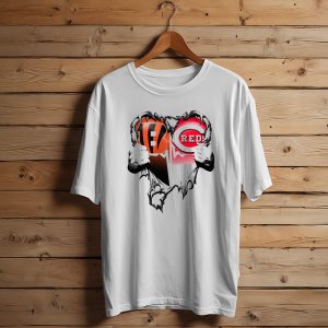 Cincinnati Bengals And Reds Heart T-Shirt