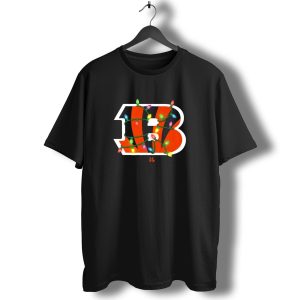 Cincinnati Bengals B Logo with Holiday Lights T-Shirt