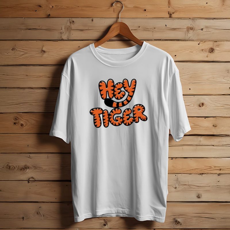 Cincinnati Bengals Hey Tiger Striped Bubble Letter Tiger Tail Pattern T Shirt 1 T Shirt 1