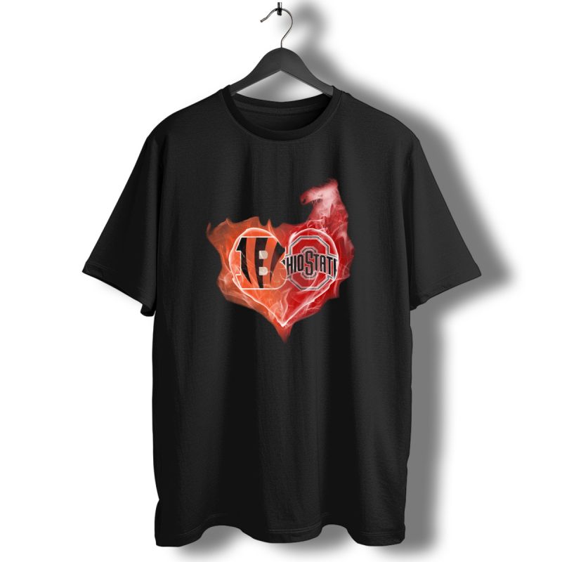 Cincinnati Bengals Ohio State Buckeyes Fire Heart T Shirt 1 T Shirt 1