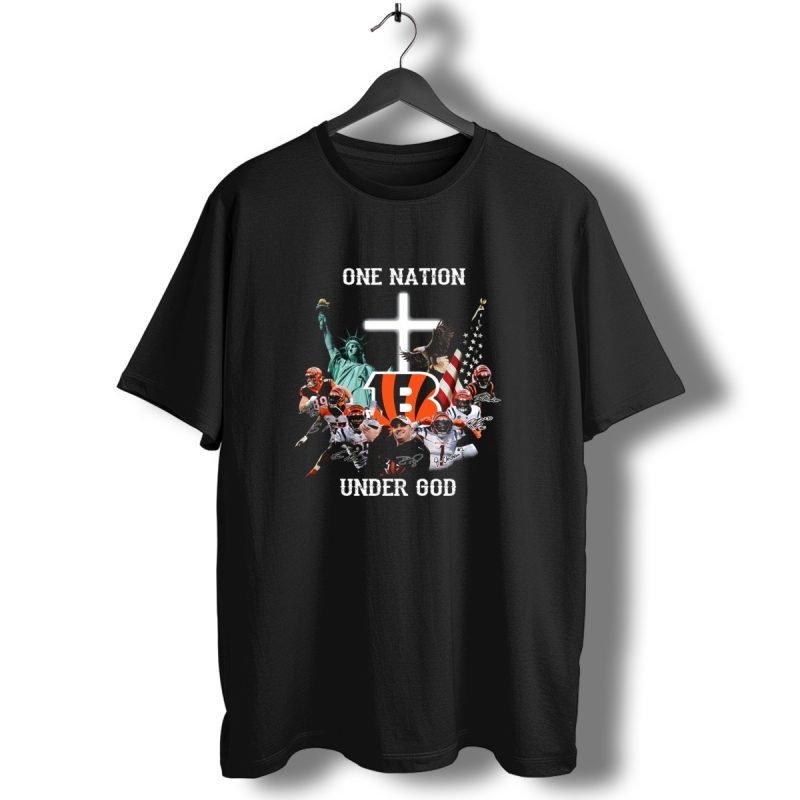 Cincinnati Bengals One Nation Under God Statue Of Liberty American Flag Eagle Football Players T Shirt 1 T Shirt 1