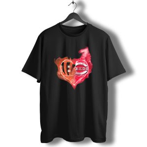 Cincinnati Bengals Reds Heart Logo T-Shirt