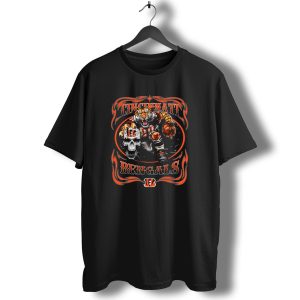Cincinnati Bengals Tiger With Football And Skull T-Shirt