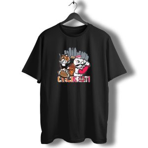 Cincinnati Bengals Tiger With Football and Mr. Redlegs Baseball Skyline T-Shirt