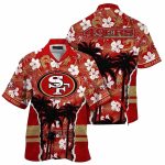 Classic Floral And Palm Tree 49ers Red Hawaiian Shirt