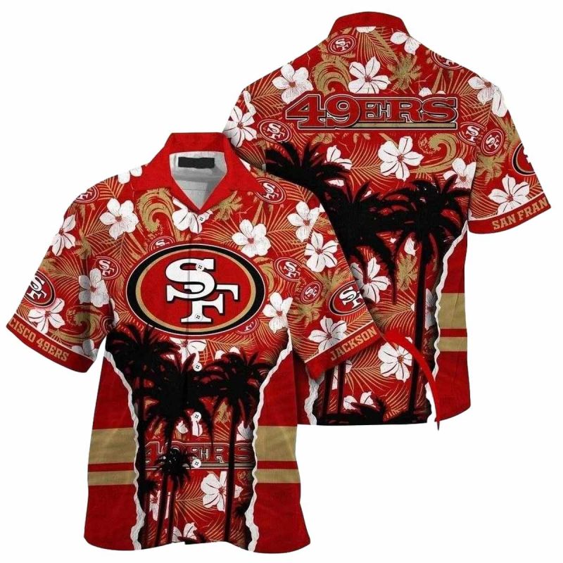 Classic Floral And Palm Tree 49Ers Red Hawaiian Shirt 1