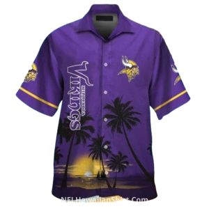 Classic Purple Palm Sunset Minnesota Vikings Aloha Shirt