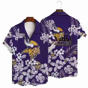 Classic White Floral Purple Minnesota Vikings Hawaiian Shirt