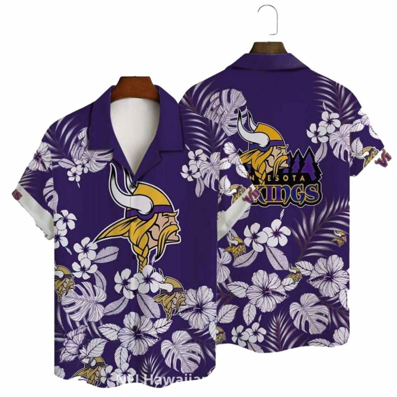 Classic White Floral Purple Minnesota Vikings Hawaiian Shirt 1