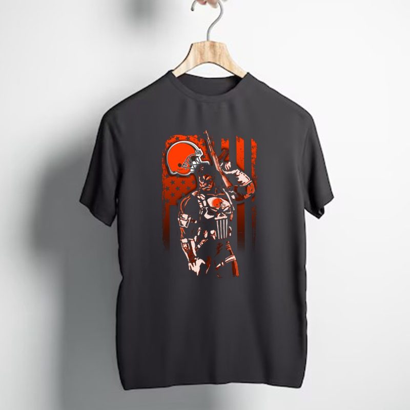 Cleveland Browns 10 Soldier With Helmet And American Flag Stars T Shirt 1 T Shirt 1