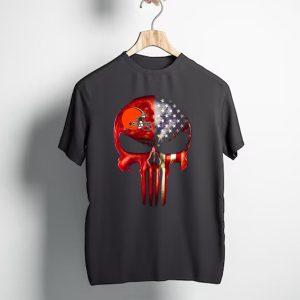 Cleveland Browns American Flag Skull For True Cleveland Fan Only T-Shirt