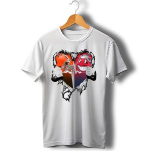 Cleveland Browns And Cleveland Indians Heart T-Shirt