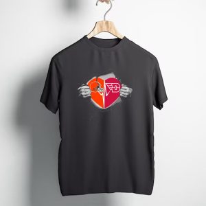 Cleveland Browns And Dayton Flyers Heart Emblem Fusion T-Shirt